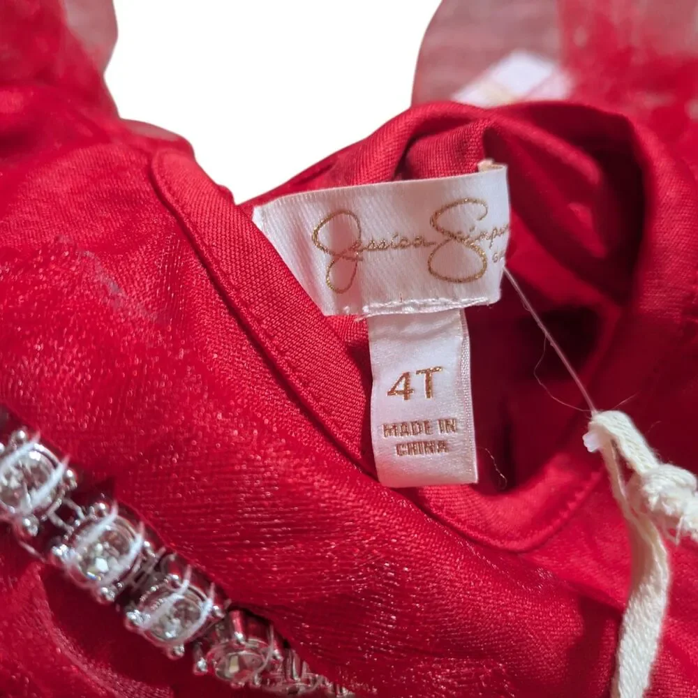 Jessica Simpson Toddler Girl Red Tulle Party Dress 4T Sparkly Holiday Dress